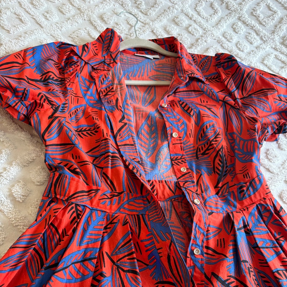 Orange & Blue maxi button down dress